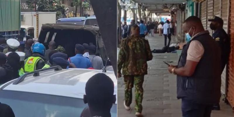 A collage of scenes along Moi Avenue in Nairobi CBD.